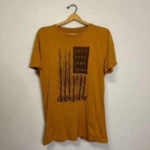 Arbor Graphic Tee Shirt “Let’s Save Something” Trees Tan Burnt Orange Color